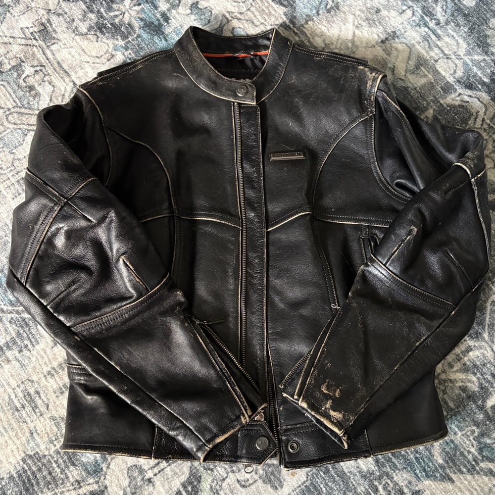 Harley Davidson XTREME TRIVOLI Distressed Leather Jacket Size Large